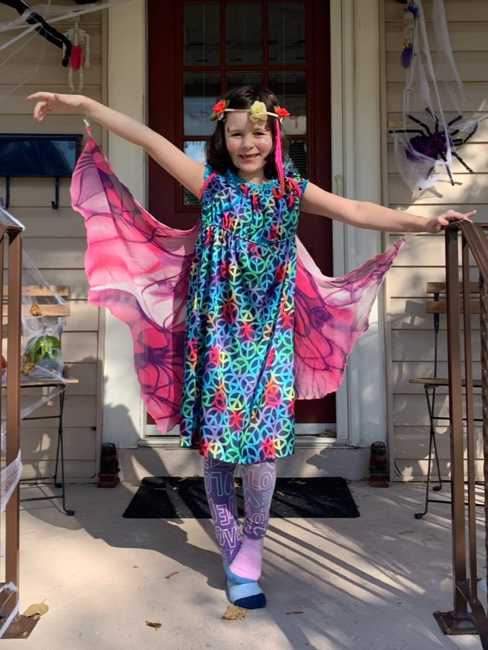 CANDIES GIRL Title: Rainbow Peace Sign  Dress – Size L